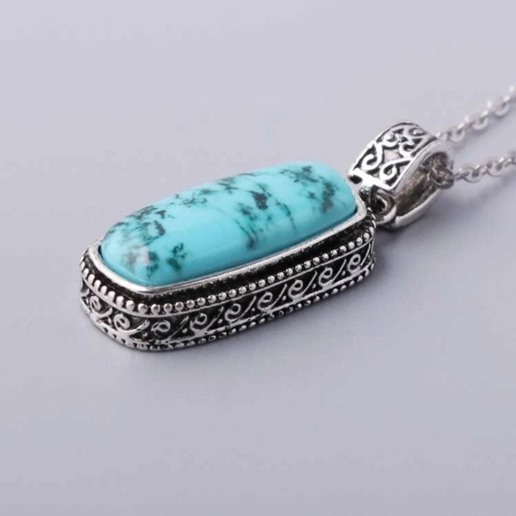 New Sterling Silver Handmade Polished Natural Turquoise Native Rope Necklace - Picture 4 of 16